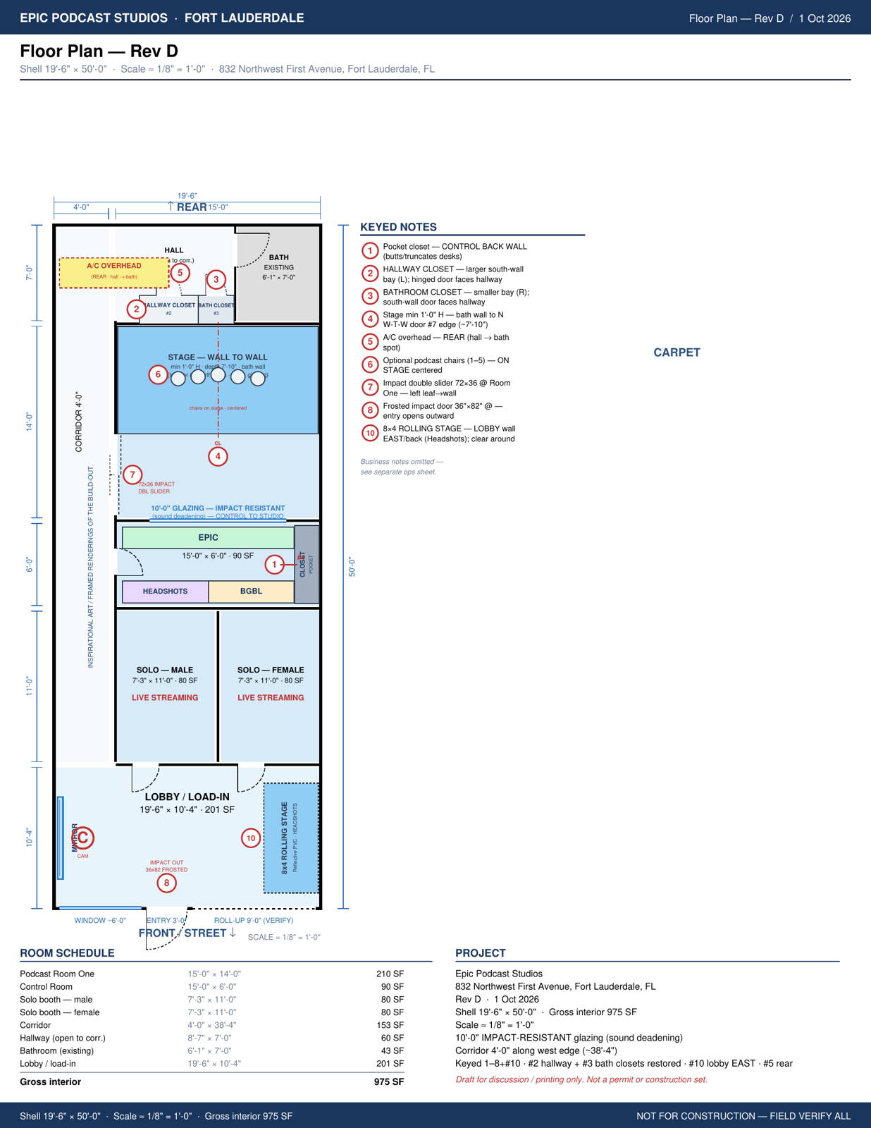 Studio floor plan, Rev D